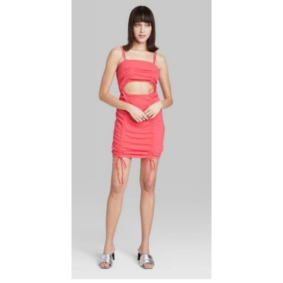 NEW Wild Fable Sleeveless Cut Out Ruched Front Bodycon Dress - Picture 3 of 14